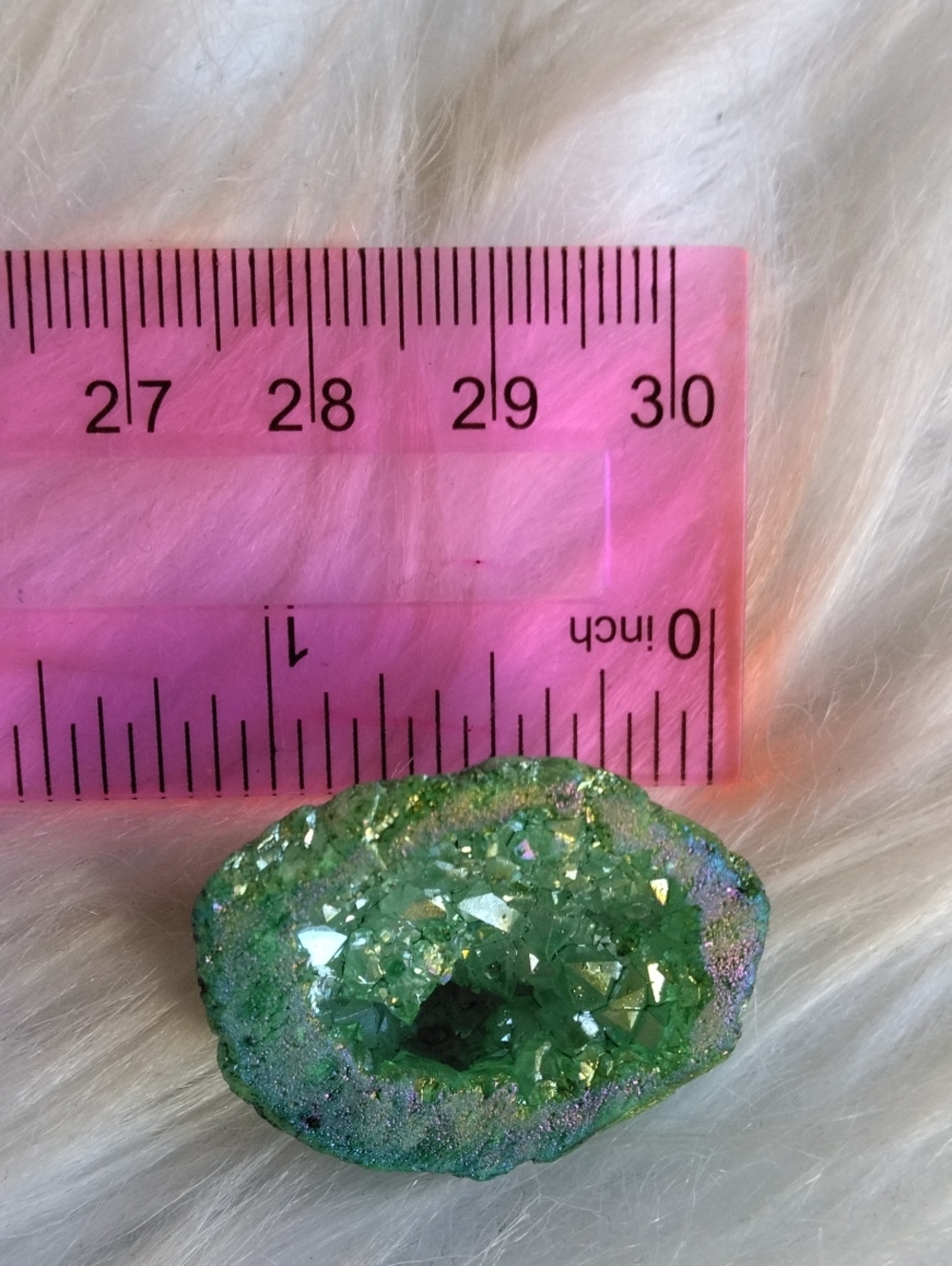 Small Green Aura Druzy Geode Iridescent Druzy Geode Display Piece - Picture 3 of 5